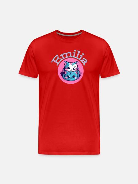 Emilia Cat Duet - Men's Premium Organic T-Shirt - red
