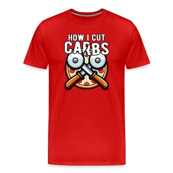 Wie ich Kohlenhydrate reduziert Pizza Lustig - Männer Premium Bio T-Shirt - Rot - Vorne - Damien (186cm)