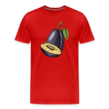 Fruit de prune - T-shirt bio Premium Homme - rouge - Devant - Damien (186cm)