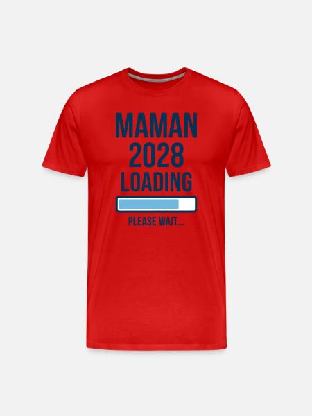 Annonce Grossesse Maman 2028 Loading - T-shirt bio Premium Homme - rouge