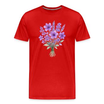 Lavendel Aquarell Bouquet - Männer Premium Bio T-Shirt - Rot - Vorne - Damien (186cm)