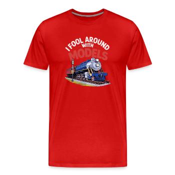 Je m’amuse avec des modèles - T-shirt bio Premium Homme - rouge - Devant - Damien (186cm)