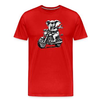 Éléphant sur moto avec style - T-shirt bio Premium Homme - rouge - Devant - Damien (186cm)
