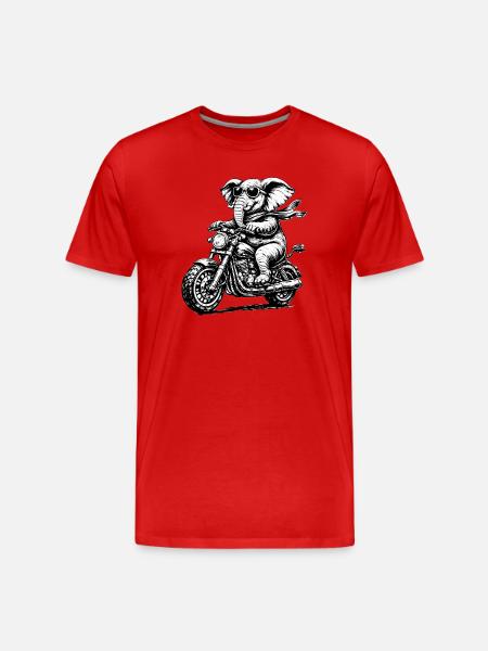 Elephant on motorcycle with style - Men's Premium Organic T-Shirt - red
