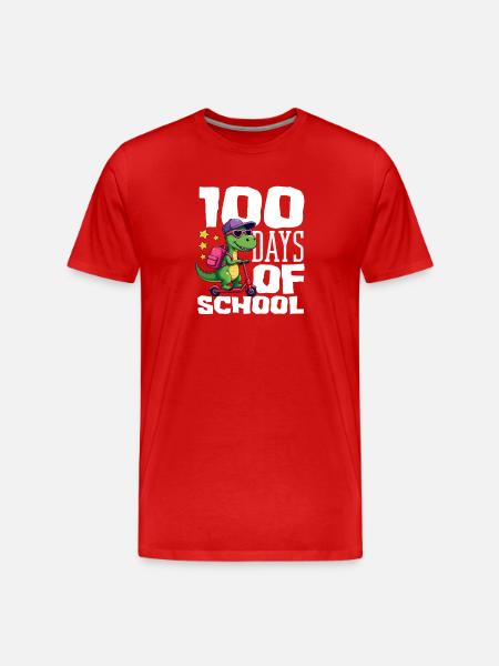 100 Days School Dinosaur Scooter - Men's Premium Organic T-Shirt - red