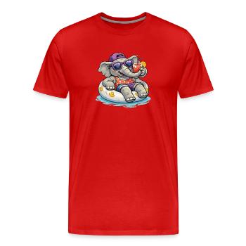 StrandElefant mit Drink - Männer Premium Bio T-Shirt - Rot - Vorne - Damien (186cm)