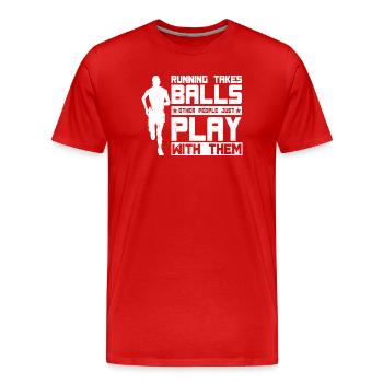 Marathon Runner Takes Balls Running - Men's Premium Organic T-Shirt - red - Front - Damien (186cm)