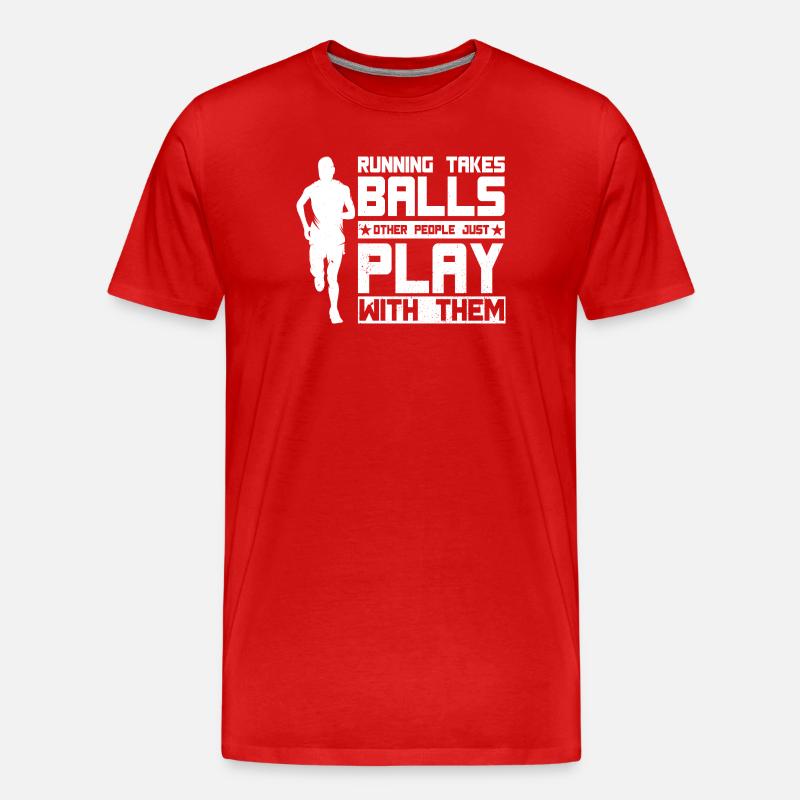 Marathon Runner Takes Balls Running - Männer Premium Bio T-Shirt - Rot