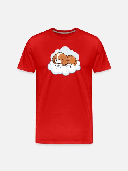 Dreamy Puppy on Cloud - Men's Premium Organic T-Shirt - red