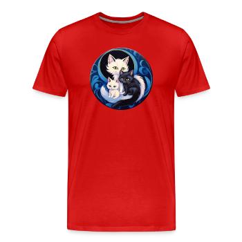 Moon Cat Trio - Men's Premium Organic T-Shirt - red - Front - Damien (186cm)