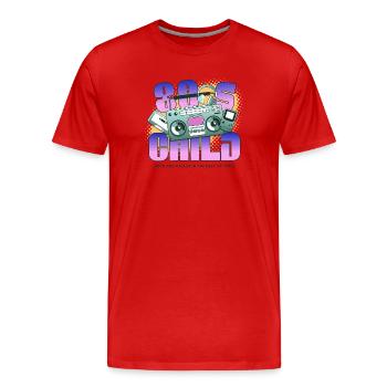 80s Child - Männer Premium Bio T-Shirt - Rot - Vorne - Damien (186cm)