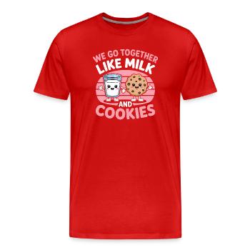 Milk and Cookies Best Friends Kawaii Design - Men's Premium Organic T-Shirt - red - Front - Damien (186cm)