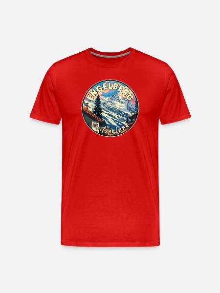 Experience Alpine Engelberg in Switzerland - Men's Premium Organic T-Shirt - red