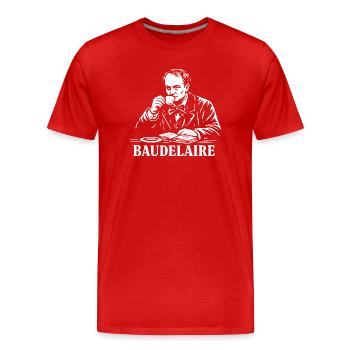 Baudelaire Coffee & Livres - T-shirt bio Premium Homme - rouge - Devant - Damien (186cm)