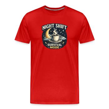 Nachtschicht Überlebensmodus Night Shift survival - Männer Premium Bio T-Shirt - Rot - Vorne - Damien (186cm)
