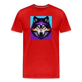 Wolf - Men's Premium Organic T-Shirt - red - Front - Damien (186cm)
