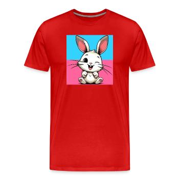 rabbit - Men's Premium Organic T-Shirt - red - Front - Damien (186cm)
