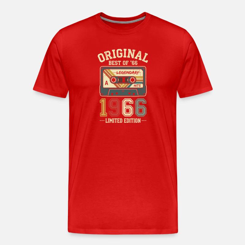 60e anniversaire de la cassette rétro originale de 1966 - T-shirt bio Premium Homme - rouge