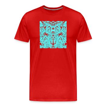 Turquoise Symmetry Ornament - Men's Premium Organic T-Shirt - red - Front - Damien (186cm)