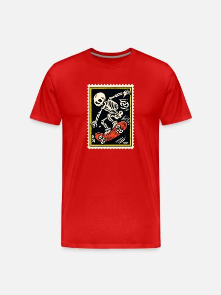 Skeleton Skater on Skateboard - Men's Premium Organic T-Shirt - red