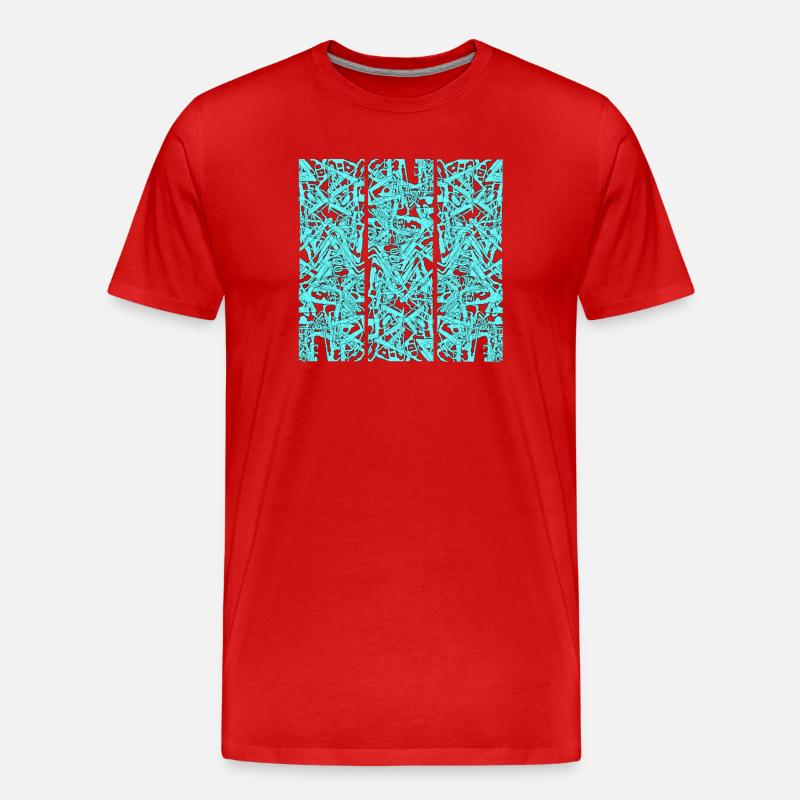 Turquoise Chaos Triptych - Men's Premium Organic T-Shirt - red