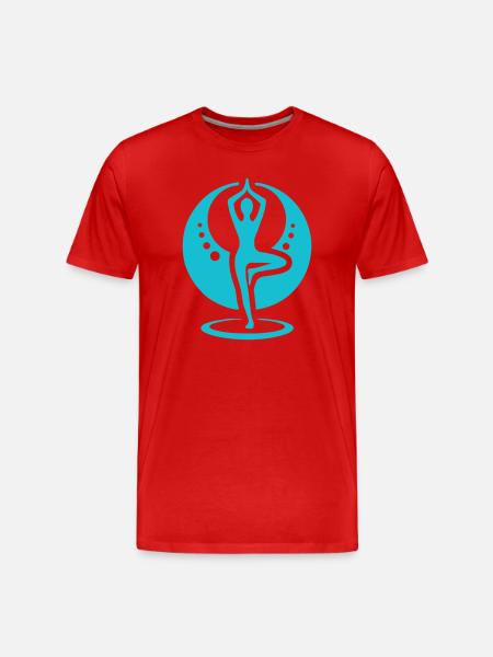 Yogische Silhouette im Kreis - Männer Premium Bio T-Shirt - Rot