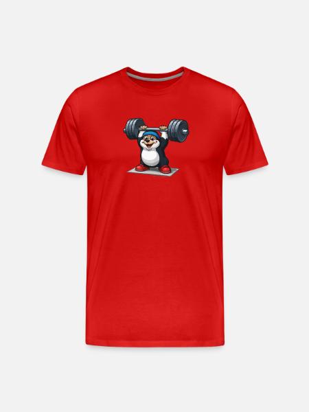 Maulwurf beim Gewichtheben - Männer Premium Bio T-Shirt - Rot