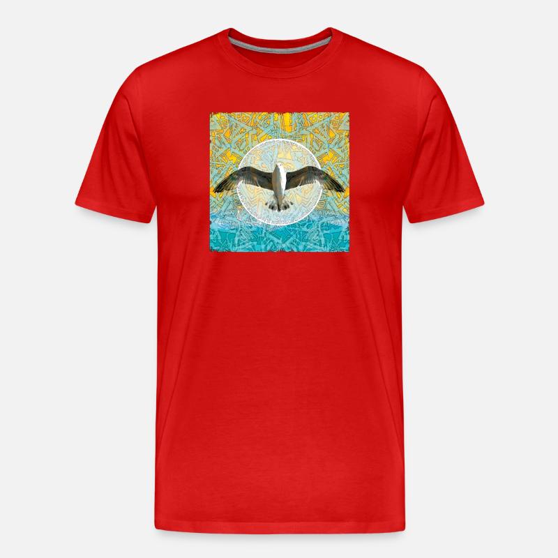 Möwe im Farbmandala yoga - Männer Premium Bio T-Shirt - Rot