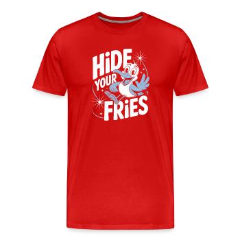 Versteck Deine Pommes Vogelwitz - Männer Premium Bio T-Shirt - Rot - Vorne - Damien (186cm)