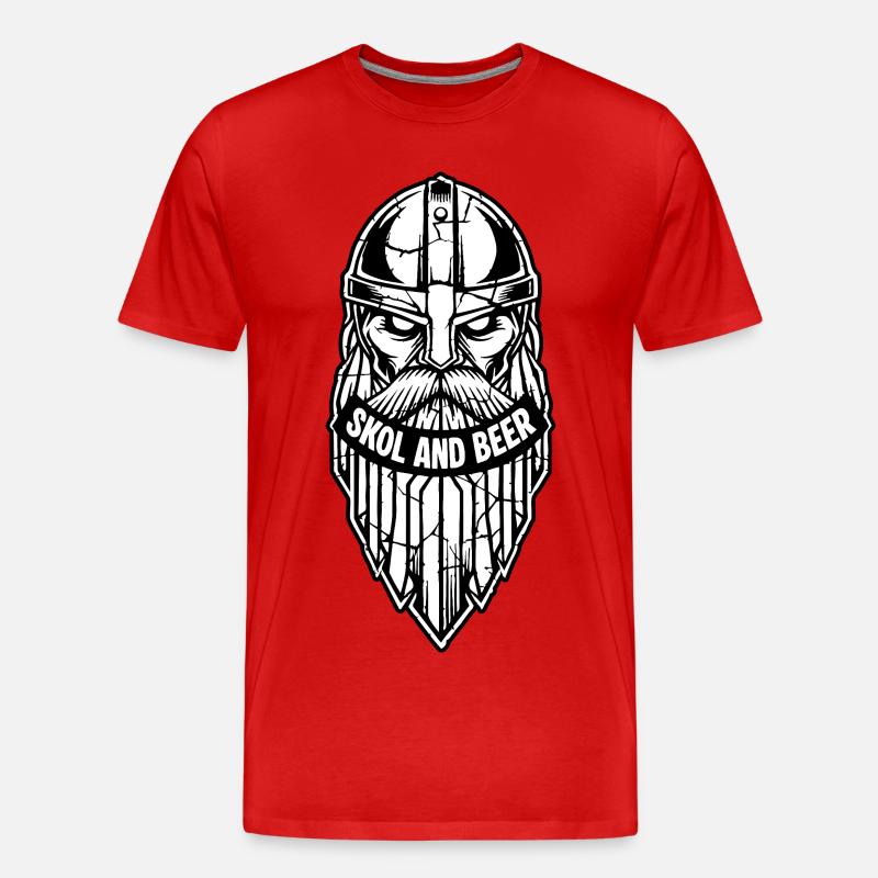 Maskottchen Wikinger-Skol und Bier-Krieger-Bart-Maskottchen - Männer Premium Bio T-Shirt - Rot