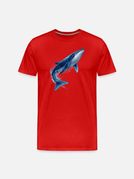Blauwal Illustration im Sprung - Männer Premium Bio T-Shirt - Rot