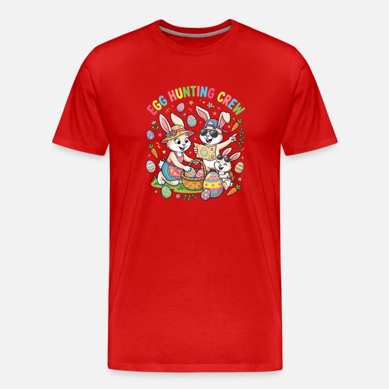 Hosterhasen Familie -Eier Sammler - Männer Premium Bio T-Shirt - Rot