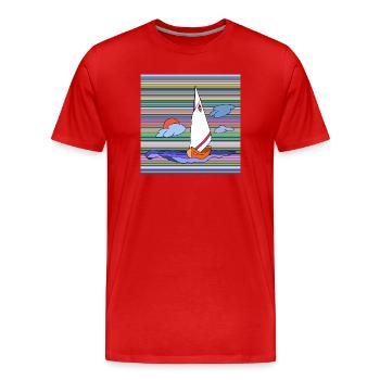 Sailboat - Men's Premium Organic T-Shirt - red - Front - Damien (186cm)