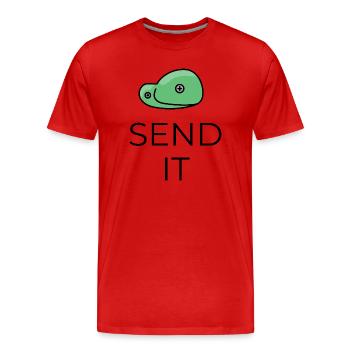 Envoyez-le - Boulder Design - T-shirt bio Premium Homme - rouge - Devant - Damien (186cm)