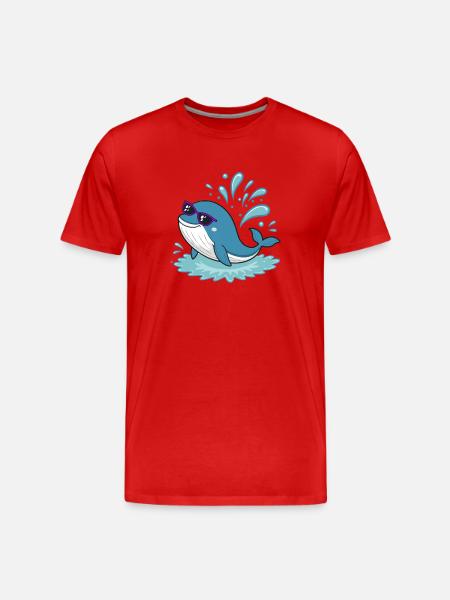 Surfer Whale in Sunglasses - Men's Premium Organic T-Shirt - red