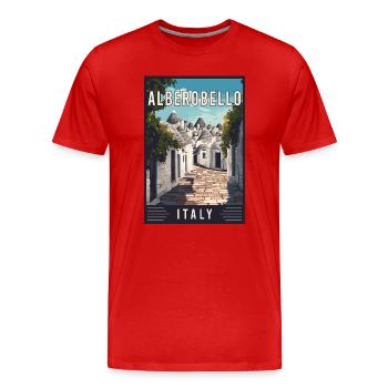 Découvrez l’Alberobello méditerranéen en Italie - T-shirt bio Premium Homme - rouge - Devant - Damien (186cm)