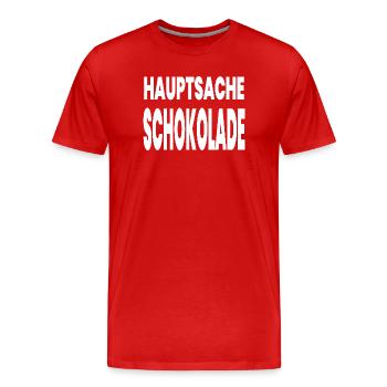 Schokolade - Männer Premium Bio T-Shirt - Rot - Vorne - Damien (186cm)