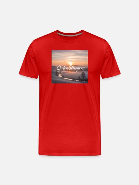 Guten Morgen im Schnee - Männer Premium Bio T-Shirt - Rot
