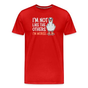 Mittelfinger Möwe Im Not Like The Others I'm Worse - Männer Premium Bio T-Shirt - Rot - Vorne - Damien (186cm)