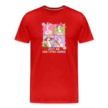 Eierfreudige Gans im Vier Panel - Männer Premium Bio T-Shirt - Rot - Vorne - Damien (186cm)