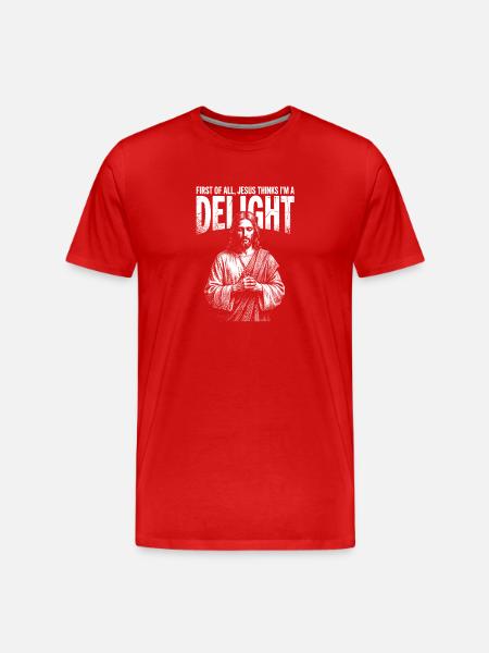 Delight Jesus Portrait Shirt - Men's Premium Organic T-Shirt - red