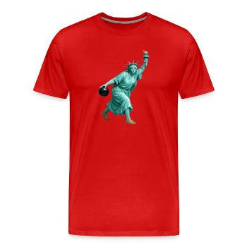 Freiheitsstatue Bowling - Männer Premium Bio T-Shirt - Rot - Vorne - Damien (186cm)