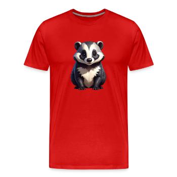 Dachs - Männer Premium Bio T-Shirt - Rot - Vorne - Damien (186cm)