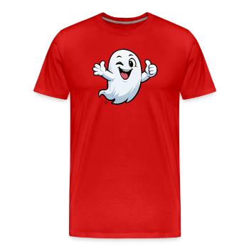 Winking Ghost Cartoon - Men's Premium Organic T-Shirt - red - Front - Damien (186cm)