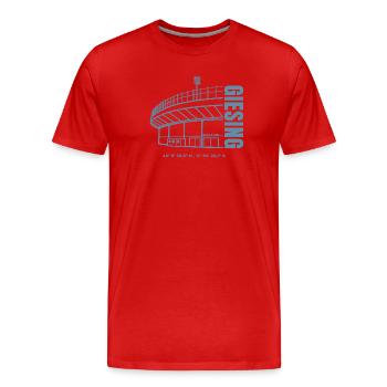 Stadion Print Grünwalder - Männer Premium Bio T-Shirt - Rot - Vorne - Damien (186cm)