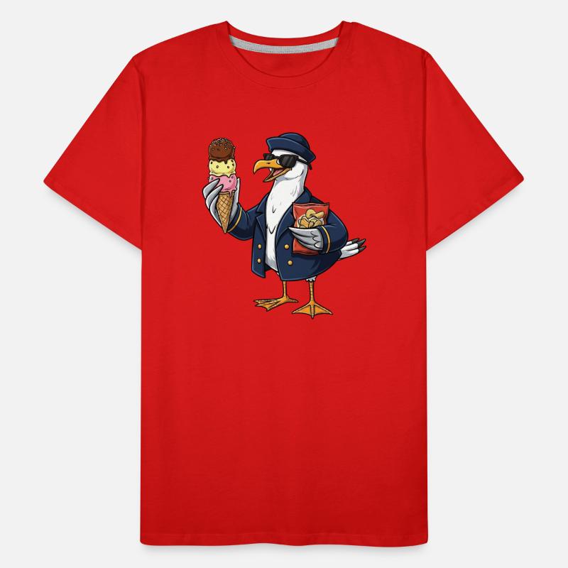 Cooler Möwenkapitän Mit Eis Und Chips Männer Premium Bio T-Shirt