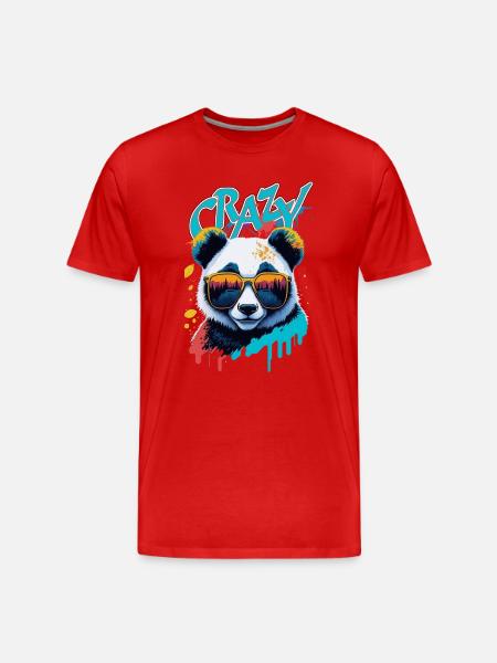 Neon Panda with Sunglasses Splash Art - Men's Premium Organic T-Shirt - red
