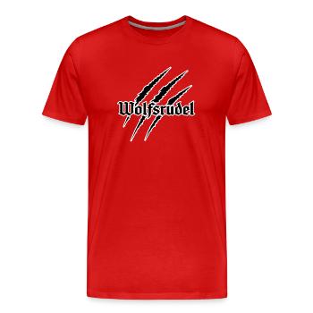 Wolfsklaue Gothic Schriftlogo - Männer Premium Bio T-Shirt - Rot - Vorne - Damien (186cm)