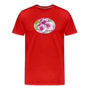 Grace - Vibrant Spring Blossom Ellipse - Men's Premium Organic T-Shirt - red - Front - Damien (186cm)