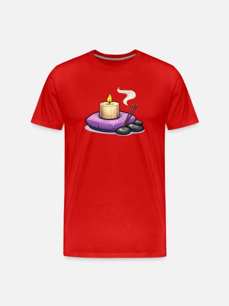 Zen candle on purple pillow - Men's Premium Organic T-Shirt - red